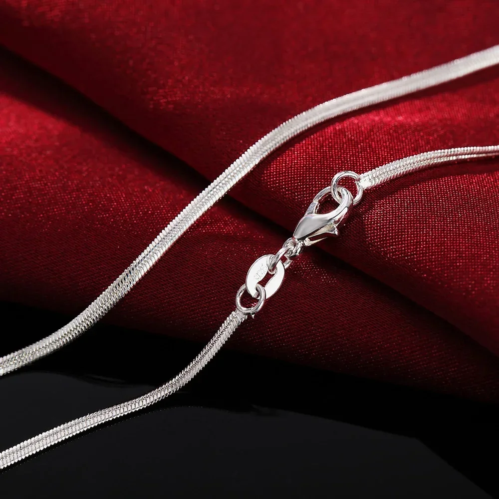 925 Sterling Silver Necklace 16-30 Inches 1/2/3 MM round snake chain for women